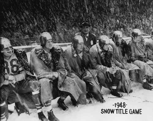 Eagles bench during 1948 NFL Championship Game.